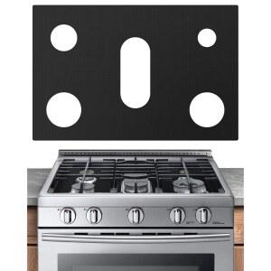 FLASLD 실리콘 스토브 커버 가스레인지 가드 재사용 가능, 오븐 라이너 매트 프로텍터 구멍, 논스틱 세척 가능 24.4x16.3인치 청결 유지