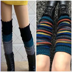 레깅스 등산발토시 스트라이프 커버 코끼리 크로셰 레그 니트 워머 발토시 무릎 바캉스