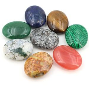 45x35mm 천연 크리스탈 포켓 타원형 팜 스톤 에너지 엄지 공예 레이키 치유 보석 장식품 차크라 마사지 도