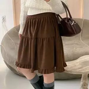 [옷자락]여자 코듀로이 프릴 캉캉 플레어 빅사이즈 겨울 스커트