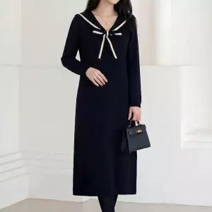 [모리스커밍홈] 세라 리본 배색 롱원피스_M2512OP116D