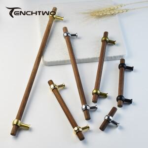 북유럽 검은 호두너도밤 나무 서랍 손잡이 T 바 찬장은 부엌 캐비닛 도어 가구  및 당깁니다