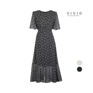 [하프클럽/비비드시크릿가너]여성 셔링장식 와일드플라워 여름 원피스