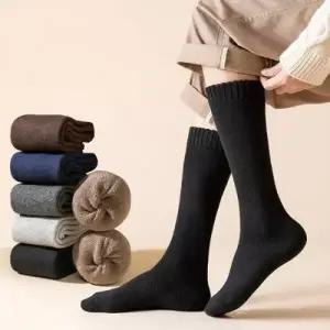겨울 보온 장목 양말 기모 무지 울 긴 목양말 롱 니삭스 M018