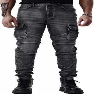 모터사이클 팬츠 캐주얼 청바지 편안한 신축성 슬림 라이딩 올 시즌 남성용 릴랙스