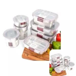 마리빙 찬기 보관통 플라스틱반찬통 스텐락 냉장고 김치통 밀폐용기 2L