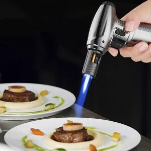 라온식 크리 에이 티브 금속 터보 가스 제트 라이터 토치 방풍 용접 총 푸른 불꽃 부탄 시가 흡연 주방 캠