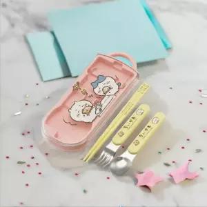 스케이터 치이카와 수저세트 도시락 수저 숟가락 포크 젓가락 휴대용 슬라이드 케이스 트리오