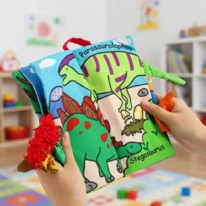 캐스B 꼬리헝겊책 공룡 바스락 유아책 영어학습 촉감놀이 손끝 감각발달 아기 봉제 장난감