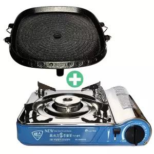 맥스 고화력2중불꽃 휴대용 가스렌지 /캠핑용/업소용/가정용 가스버너 MS-3800DFSB + 사각불판