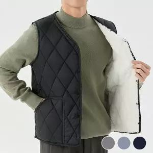 [모로엠] 마름모 패턴 털안감 남성 조끼 DMS-VEP-Q4614011