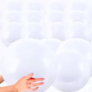 16팩 24인치 16인치 팽창식 솔리드 화이트 비치볼 대형 빅 대용량 수영장 볼 여름 파티용 선물