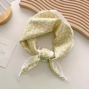 플라워 패턴 이중 화이트 레이스 쁘띠 사이즈 스카프 WF0B7EC