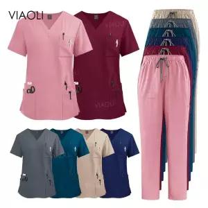 병원가디건 간호사 여성을 도매 가격 의료 복장 주머니가있는 수술 가운 실험실 코트 치과 스크럽 수의학