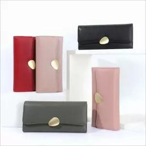 지폐 장지갑 여자 카드 슬림 동전 수납 금장버튼 데일리 반지갑 단지갑