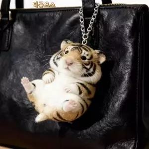 리얼 호랑이 무늬 햄스터 인형 키링 가방 열쇠 차키 고리 꾸미기 장식 커플 선물 티류으스