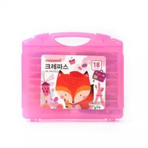 모니주 18색 크레파스(핑크)/크레용/패브릭/유아/크레파스/단색/교육용/그리기/놀이/사무/문구/팬시/조카