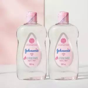 존슨즈 베이비 오일 500ml 2개 베이비파우더향 신생아 바디오일