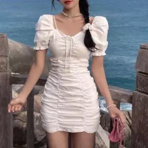 흰색원피스 슬림 미니 원피스 슬림원피스 프릴원 WFLMUWY