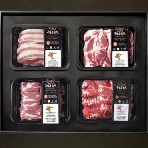 [천사푸드] 국내산 한돈 선물세트 2호 삼겹살500g+목살500g+항정살300g+낙엽살300g+모듬소세지280g