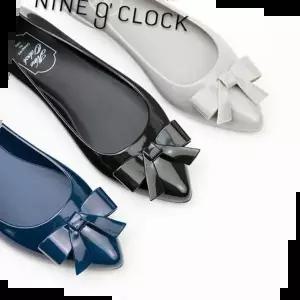 PVC슈즈 나인어클락 큐트리본 젤리슈즈 여성 데일리 플랫슈즈