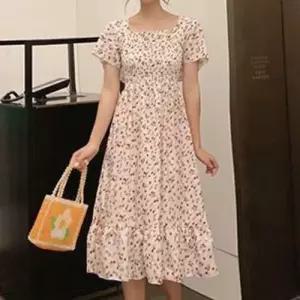 플라워패턴 스모크 밴딩 롱원피스 체형커버 스퀘어넥 WAD9207