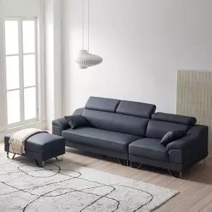 [케어퍼니처]켄타 4인용 가죽 소파 헤드틸팅 신소재 비건레더 쇼파 이지클린 거실