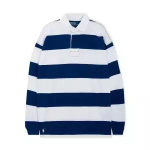 [신세계라이브쇼핑]폴로랄프로렌 남성 빅핏 스트라이프 럭비 카라 화이트 긴팔티 710965471 001