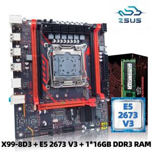 [로로구대]X99-8D3 ZSUS 메인보드 세트 키트 Intel LG 호환A2011-3 Xeon E5 2673 V3 CPU DDR3 1x16GB 1600M