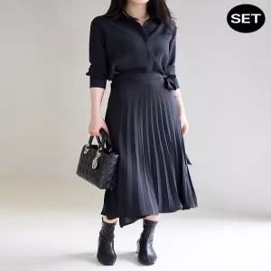 블라우스   플리츠 랩스커트 셋업_M2509SE055C
