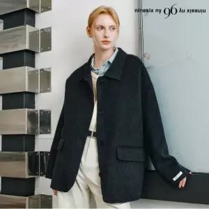 핸드메이드 울 블렌드 카라 포켓 하프 코트 (NP4JH015L0)