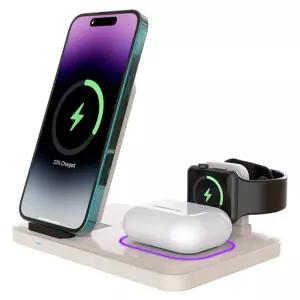 으뜸 스마트웨이 3IN1 애플용 무선충전기(베이지) 차량충전거치대