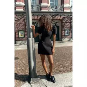 [정품] 자라 원피스 미니 미디원피스 데일리 ZARA 플리츠 포켓 - 블랙