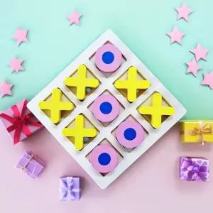 삼목 보드게임 오엑스 틱택독 OX 빙고 게임 퍼즐 두뇌개발 IQ EQ 원목 블럭 (2개)