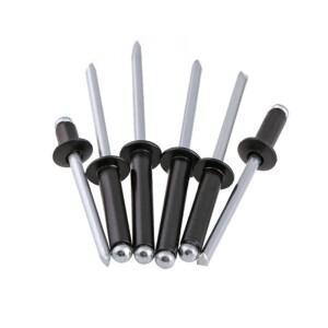 50개 M5x8 10 12 14 16 20 2530 5mm 블랙 알루미늄 블라인드 라운드 헤드 네일 장식 팝 리벳