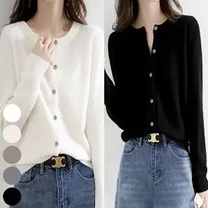 여자 기본 깔끔한 라운드넥 가디건 여성 카디건 (KYR-WC923A7)