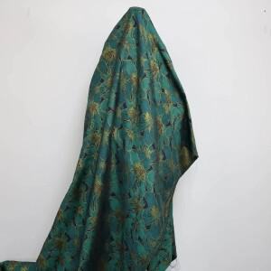 꽃잎 녹색 꽃 자카드 원단이  황금색 실  의류 스커트 드레스 바지 신발 DIY 용품 150cm 폭 -미터당