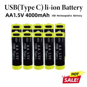1.5V 4000mWh AA 배터리 USB C타입 충전식 리튬 이온 (마우스 리모컨 소형 선풍기 전자 장난감 시계 RC용)