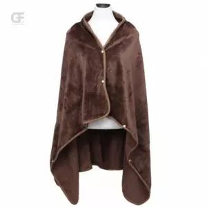 굿포머스 똑딱이 극세사 망토담요(100x150cm) 브라운 똑딱이단추담요