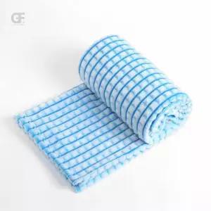 굿포머스 모던체크 극세사 무릎담요(100X120CM) 블루 극세사블랭킷 캠핑용품 차박용품