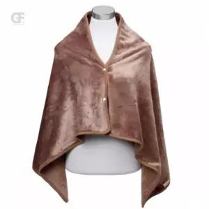 굿포머스 똑딱이 극세사 망토담요(70x130cm) 브라운 어깨담요