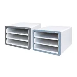 카파)오픈형서류함(3단 진회색)문구정리함 다용도 수납함 사무용품 보관함 화일박스 케이스