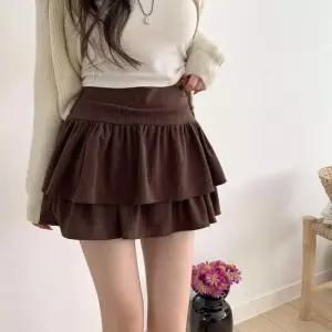 여성 가을겨울 프릴 플레어 미니스커트