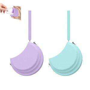 2팩 실리콘 리테이너 케이스 통풍구 구멍 랜야드 얼라이너 귀여운 휴대용 컨테이너 홀더 여행 소녀 여성 남성 (퍼플+블루)