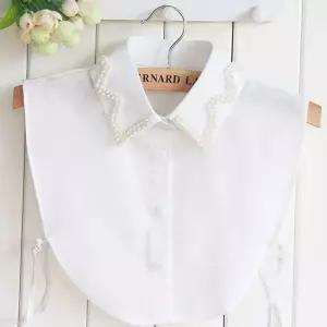 포인트 레이어드 페이크카라 넥케이프 이너셔츠 진주 목만있는 카라만 연출 니트 랩블라우스 빅카라 이중프