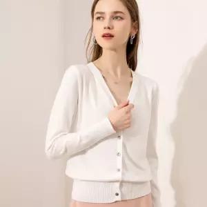 여자 깔끔 기본 스타일 외출 이너 사무실 실내 간절기 긴팔 니트 브이넥 가디건얇은 숏가디건 카디건 봄가