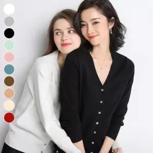 여성 니트가디건 긴팔 간절기 슬림 봄 가을 출근룩기본 레이스 티셔츠 얇은 숏가디건 카디건 카라넥 라운드