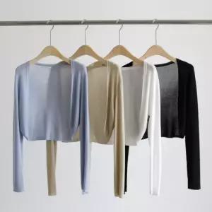 여리한 기본 크롭 가디건 얇은 간절기 시스루 여성