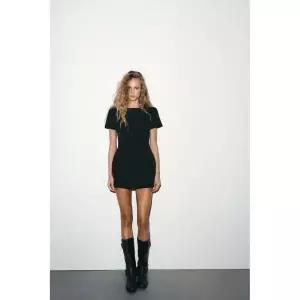 [정품] 자라 원피스 미니 미디원피스 데일리 ZARA 플리츠 포켓 - 블랙