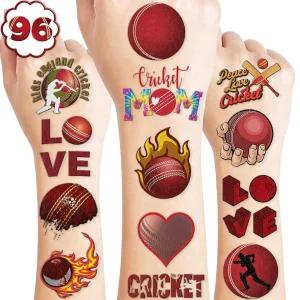 101 PCS 크리켓 볼 스포츠 임시 타투 테마 생일 파티 장식 용품 장식하기 재미있는 야구 픽 스티커 선물